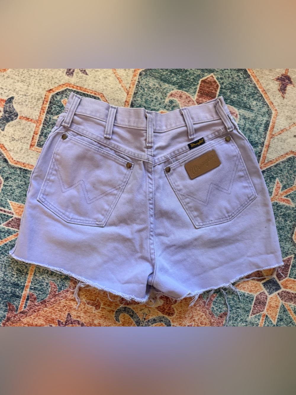 Vintage Wrangler Pastel Lavender High-Rise Cutoff Denim Shorts 26